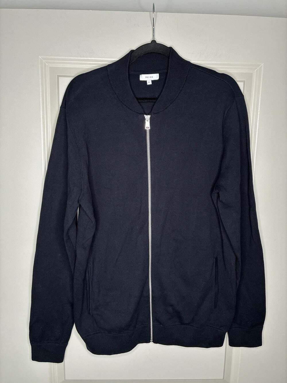Reiss Zip Up Bomber Sweatshirt in Navy Men's Size XL